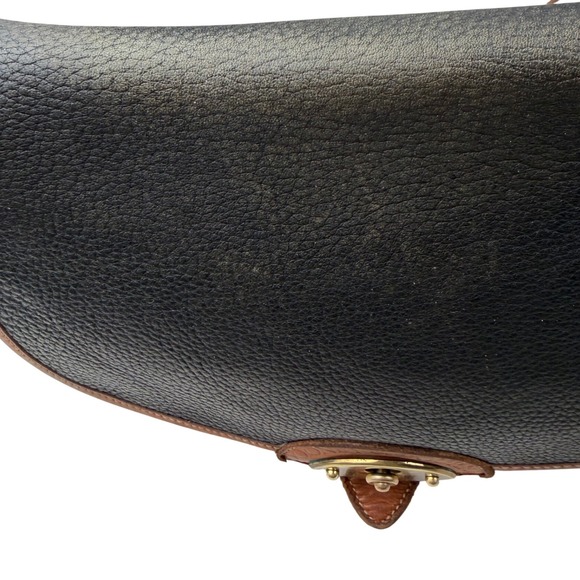 Dooney & Bourke Vintage All Weather Leather Crossbody Bag Black Tan Brass Toggle - Picture 4 of 9